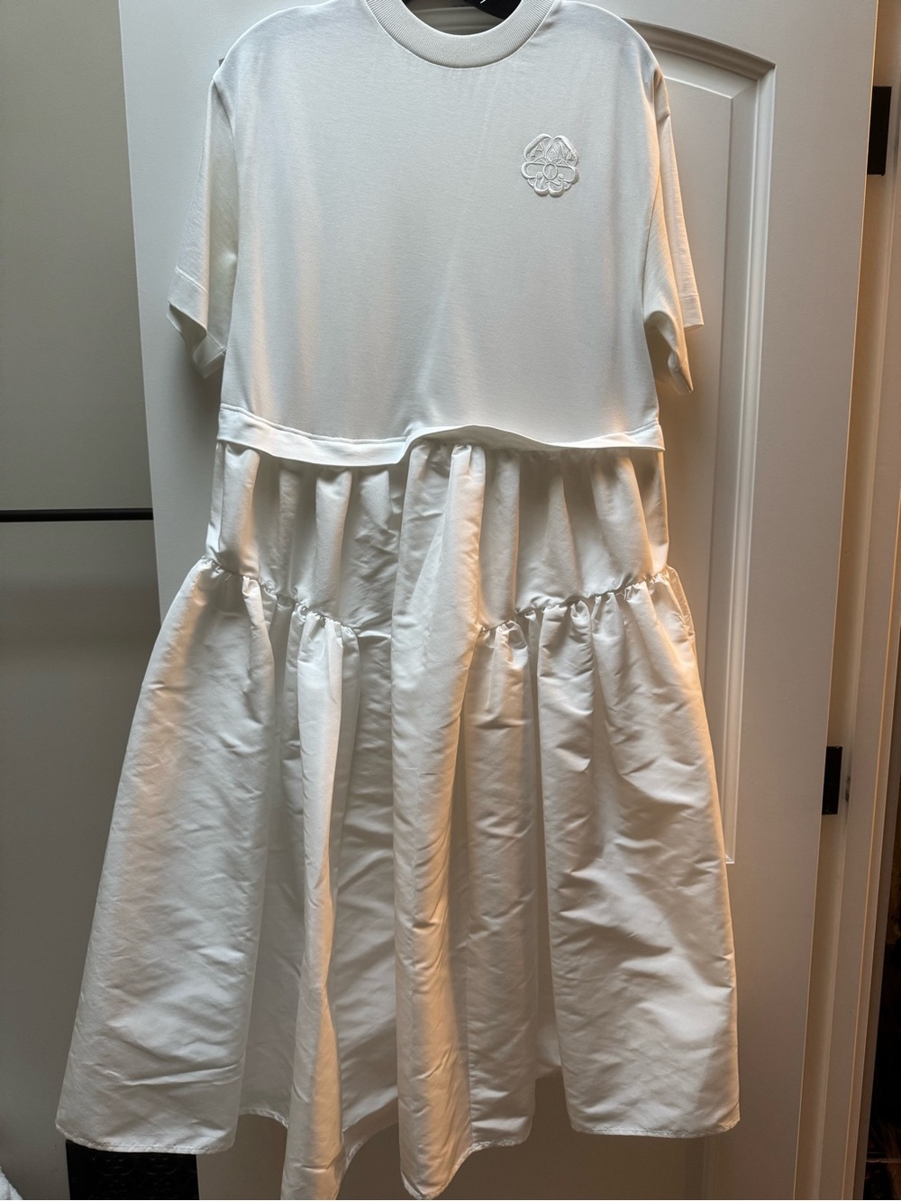 Alexander McQueen White Cotton Blend Tiered Midi Dress IT 38 US 2
